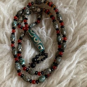 Tibetan DZI necklace with one large pendant
